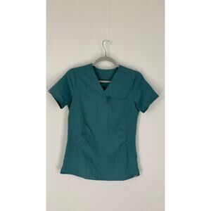 Figs Casma 3 Zip Pocket Scrub Top Womens XXS Hydrogreen New Medical Shirt